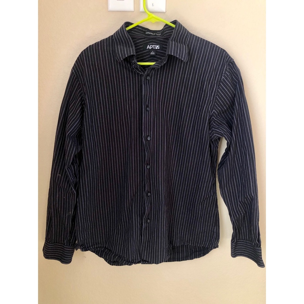 Apt. 9 Black Striped Button Down Dress Shirt